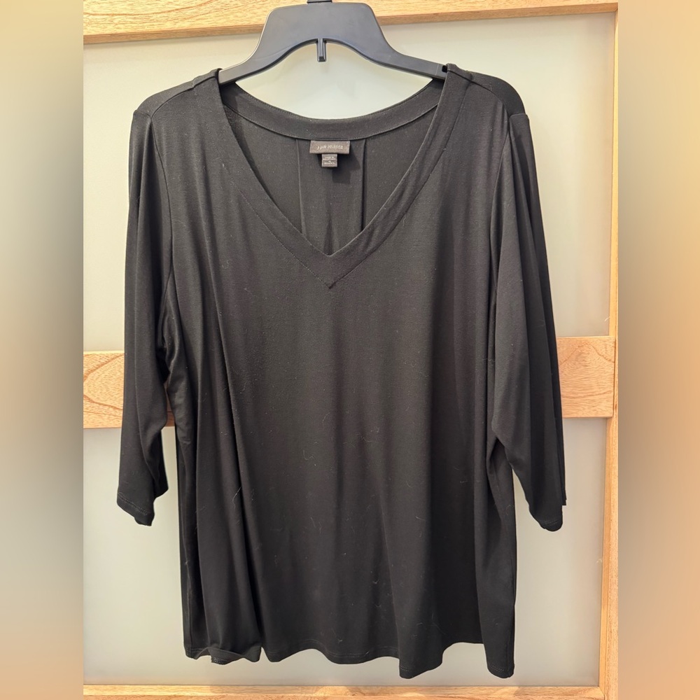 J. Jill Classic Black V-Neck Tee